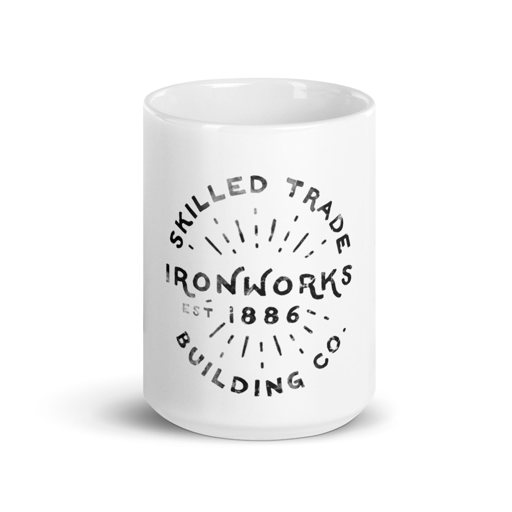 white-glossy-mug-15oz-front-view-614a96d54b3b9.jpg Ironworker JB & Co. Mug (White) - Image 1